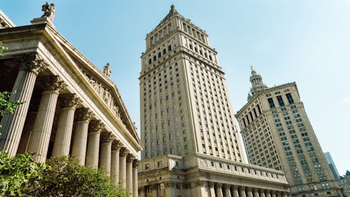 New York Court building. Split toned image.