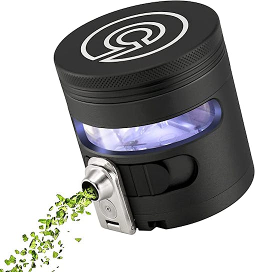 The Tectonic9 Manual Herb Grinder dispensing weed using its electric motor