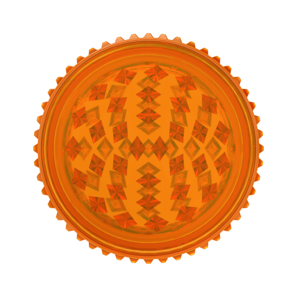 An orange plastic grinder from Storz & Bickel