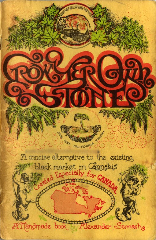 The cover of "Grow Yer Own Stone" by Dr. Alexander Sumach, a book about homegrowing weed.