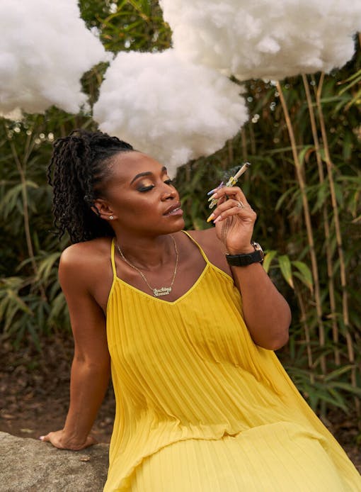 Black woman smoking a joint