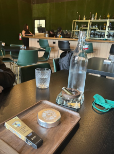 a lounge table with smoking accessories