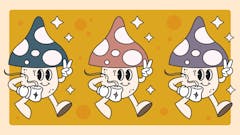 illustration-of-three-mushrooms-drinking-coffee
