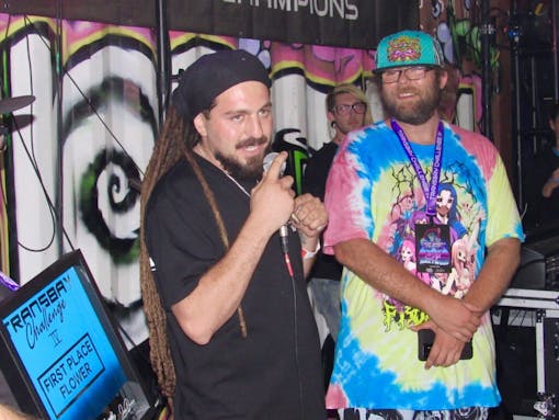 Thirty-year-old Adelanto, CA grower and hash hole-rolling influencer Fidel accepts his flowers. (David Downs/Leafly)