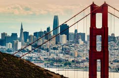 view of San Francisco seen through the Golden Gate Bridge
