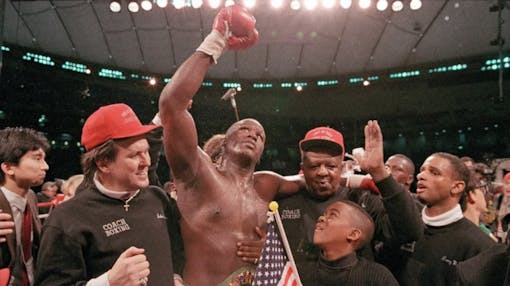Boxer Buster Douglas celebrates.