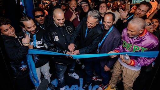 Berner cut the ribbon on the Cookies store in Herald Square backed by his business partners and some of New York’s legacy pioneers. (Cookies)