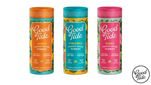 Keep it clean and green: Carbon-neutral Good Tide packaging contains no plastics. $19.78/100 mgs; Sold in CO, OR, and CA. (Courtesy Wyld)