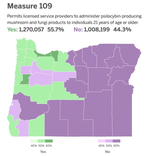 oregon measure 109 map psilocybin