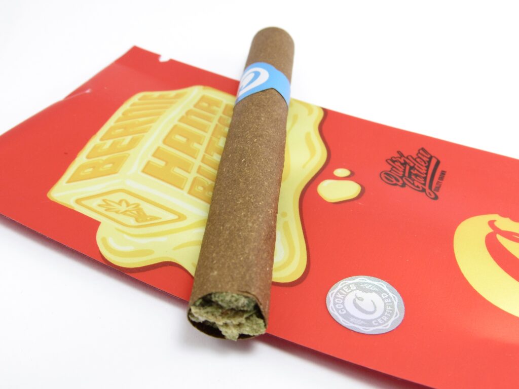 Adios MF is Seed Junky Genetics (Biscotti x Sherb) x Jealousy F2. Bernie HanaButter is (Jet Fuel Gelato x Guava) x (Blue Cookies x Oreoz). (David Downs/Leafly)