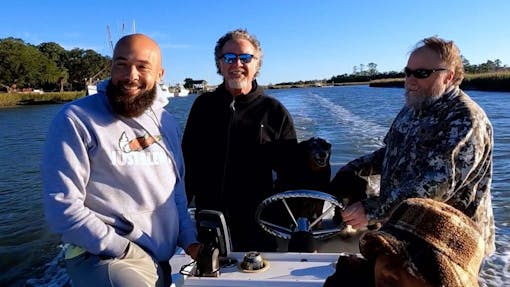 Barry Foy cracks jokes and shares memories of his smuggling days on the Edisto River just South of Charleston, South Carolina. (Kevin Harrison)