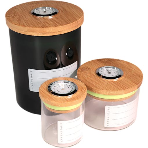 Photo of Stash Logix smart jars in three different sizes