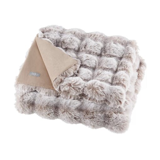 photo of cashew Ugg Ridgeline blanket on white background