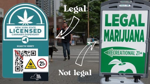 If you don’t see this stamp on a storefront or packaget, it’s not legal. (Leafly / iStock: 400tmax)