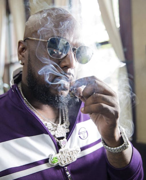 Shiest Bubz pictured in a cloud of cannabis smoke. (Instagram / @adonisisbored)