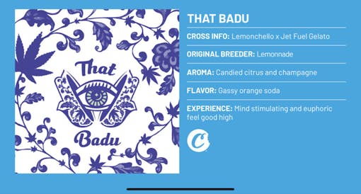 Cookies That Badu strain card (Cookies)