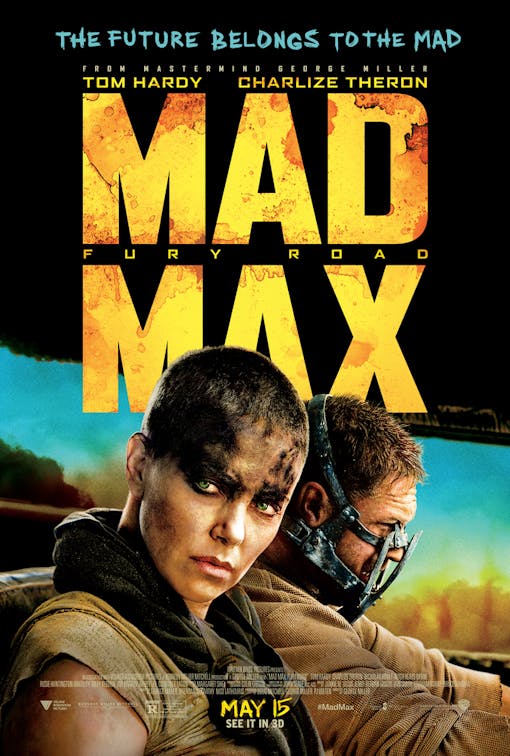 mad max poster with text in big yellow letters
