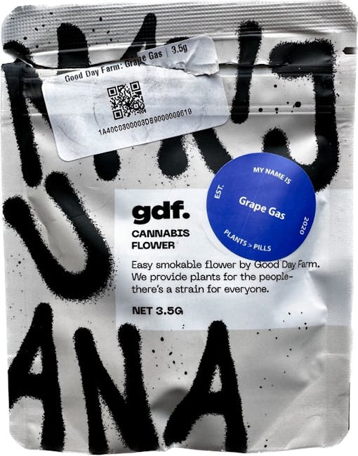 Grape Gas, hybrid indica, Good Day Farm, 2023. (David Downs/Leafly)