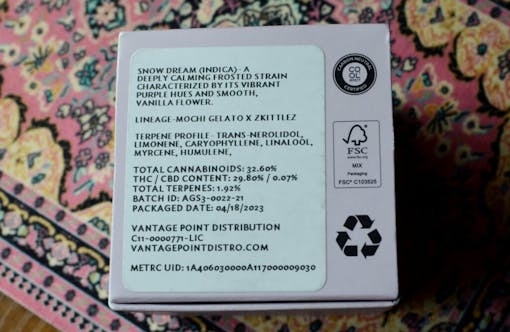 weed packaging with THC and other statss