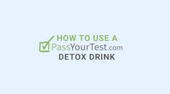 text against baby blue background. Text reads "HOW TO USE A PassYourTest.com DETOX DRINK"