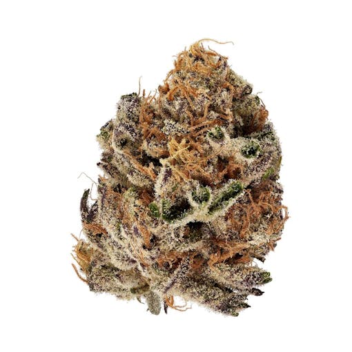 A spherical purple and icy nug with red hairs of 3 Saints Crumbled Lime. (Courtesy of 3Saints)