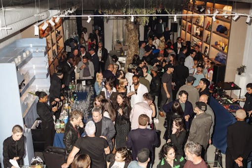 People gather for GOTHAM dispensary event in New York.