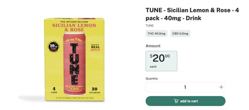 TUNE drinks infused cannabis on Leafly top New York brands