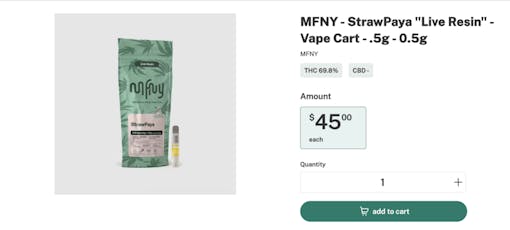 MFNY vape cart Leafly top brands in New York dispensaries