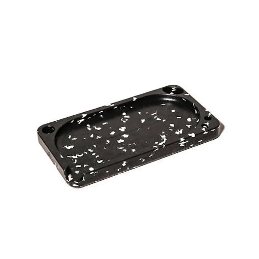 A rolling tray made of recycled black plastic with flecks of white color speckled throughout sits against a white background. One of our .best products for July 4th weekend.