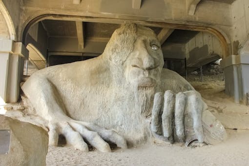 Seattle, Washington, USA - October 6, 2016- Fremont Troll, a favorite spot for Seattle visitor